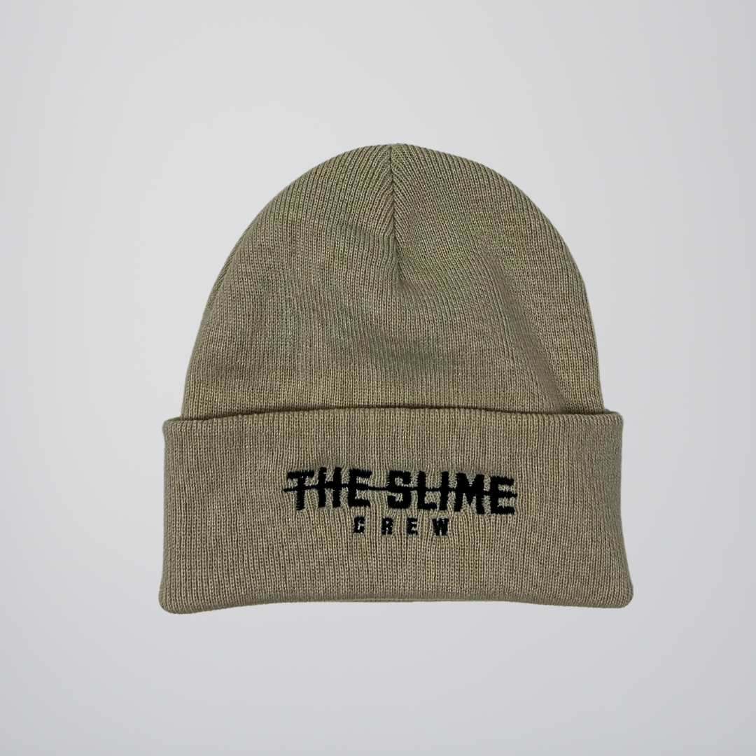 Beige Strikeout Logo Beanie