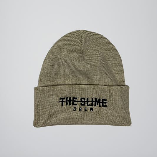 Beige Strikeout Logo Beanie